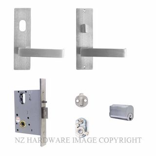 MILES NELSON MNCKITEL-EXTC/87 ENTRANCE LOCK KIT 87 LEVER ON PLATE SATIN CHROME