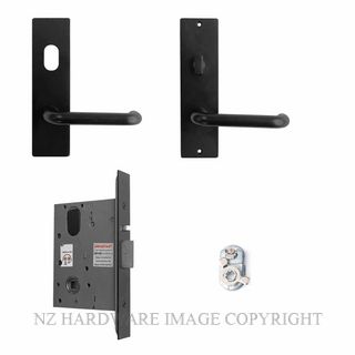 MILES NELSON MNCKITEL-NC/BLK ENTRANCE LOCK KIT 90 LEVER ON PLATE BLACK