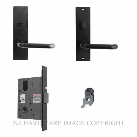 MILES NELSON MNCKITPR/BLK PRIVACY LATCH KIT 90 LEVER ON PLATE BLACK