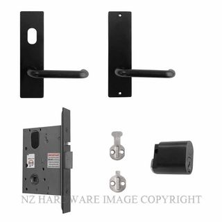 MILES NELSON MNCKITST/BLK STOREROOM LOCK KIT 90 LEVER ON PLATE BLACK