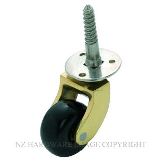 TRADCO 3502 SCREW PLATE CASTOR 32MM POLISHED BRASS-BROWN WHEEL