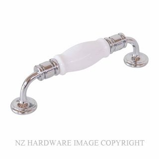 TRADCO 21047 CABINET HANDLE WHITE PORCELAIN CHROME PLATE