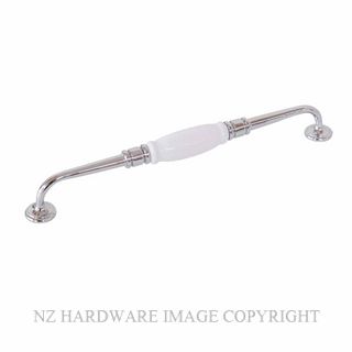 TRADCO 21045 CABINET HANDLE WHITE PORCELAIN CHROME PLATE