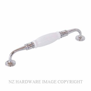 TRADCO 21046 CABINET HANDLE WHITE PORCELAIN CHROME PLATE