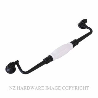 TRADCO 21048 CABINET HANDLE WHITE PORCELAIN DROP MATT BLACK