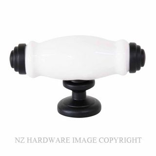 TRADCO 21050 CABINET HANDLE WHITE PORCELAIN MATT BLACK