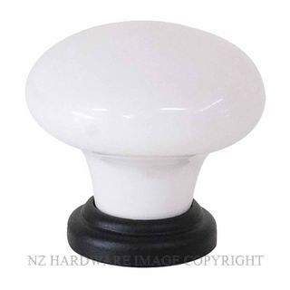 TRADCO 21053 CUPBOARD KNOB WHITE PORCELAIN MATT BLACK