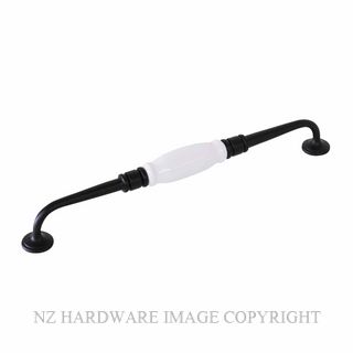 TRADCO 21054 CABINET HANDLE WHITE PORCELAIN MATT BLACK