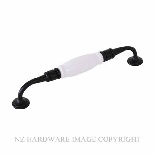 TRADCO 21055 CABINET HANDLE WHITE PORCELAIN MATT BLACK