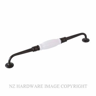 TRADCO 21036 CABINET HANDLE WHITE PORCELAIN ANTIQUE BRASS