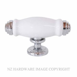 TRADCO 21041 CABINET HANDLE WHITE PORCELAIN CHROME PLATE