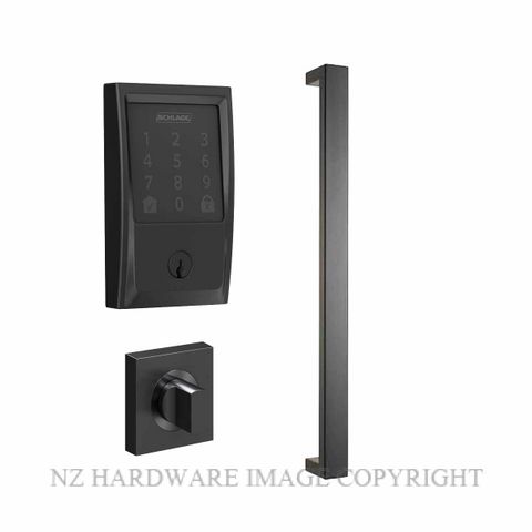SCHLAGE SRSGE ENCODE-OBLONG WITH TURN LATCH ENTRANCE KIT MATT BLACK