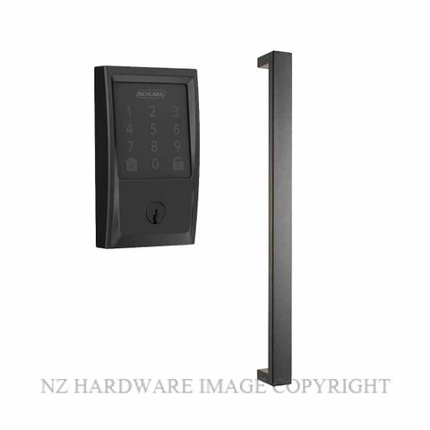 SCHLAGE SRSGE ENCODE-OBLONG WITH ROLLER CATCH ENTRANCE KIT MATT BLACK