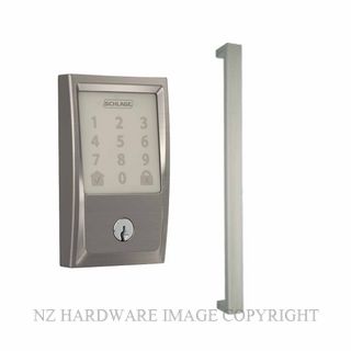 SCHLAGE SRSGE ENCODE-OBLONG WITH ROLLER CATCH ENTRANCE KIT SATIN STAINLESS