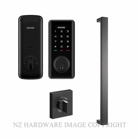 SCHLAGE SRSSS1 EASE OBLONG WITH TURN LATCH ENTRANCE KIT MATT BLACK