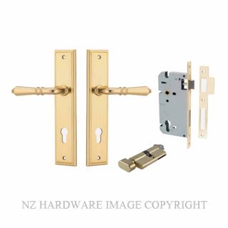 IVER 10236KENTR60KT SARLAT STEPPED PLATE KEY-TURN ENTRANCE SET POLISHED BRASS