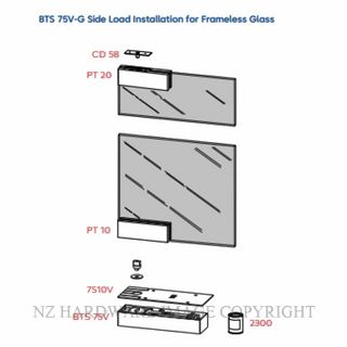 DORMAKABA BTS75 NHO GLASS PACK SATIN STAINLESS