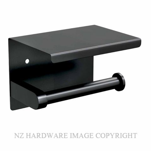 METLAM ML268_TRH_DESIGNER SINGLE TOILET ROLL HOLDER WITH SHELF TOP DESIGNER BLACK