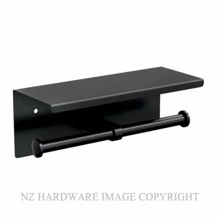 METLAM ML269_TRH_DESIGNER DOUBLE TOILET ROLL HOLDER WITH SHELF TOP DESIGNER BLACK