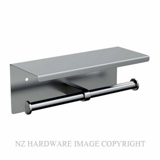 METLAM ML269_TRH_SS DOUBLE TOILET ROLL HOLDER WITH SHELF TOP SATIN STAINLESS