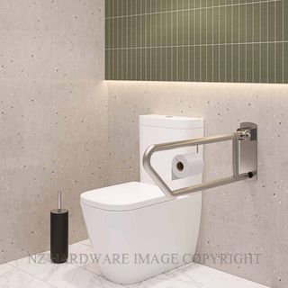 METLAM MLR55TPH_PEEN PULL DOWN PEENED GRAB RAIL INC TOILET ROLL HOLDER SATIN STAINLESS