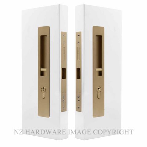 WINDSOR 5730 LUME SLIDING DOOR LOCKSET  KEY-KEY MATT SATIN BRASS
