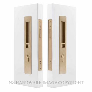 WINDSOR 5730 LUME SLIDING DOOR LOCKSET  KEY-KEY UNLACQUERED SATIN BRASS