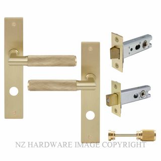 WINDSOR 8418 USB NIDO LUMINA DIAMOND KNURL LONG PLATE PRIVACY SET UNLACQUERED SATIN BRASS