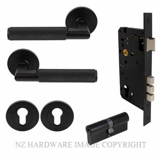 WINDSOR 8471K BLK KA NIDO LUMINA DIAMOND KNURL ROUND ROSE ENTRANCE SET K/K MATT BLACK