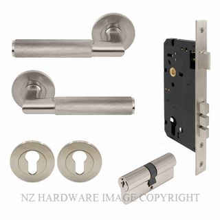 WINDSOR 8471K BN KA NIDO LUMINA DIAMOND KNURL ROUND ROSE ENTRANCE SET K/K BRUSHED NICKEL