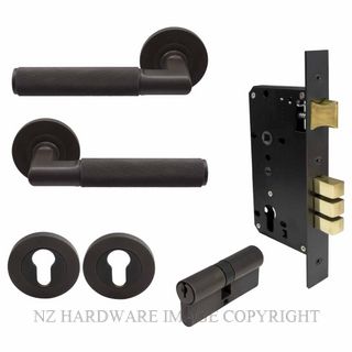 WINDSOR 8471K DRB KA NIDO LUMINA DIAMOND KNURL ROUND ROSE ENTRANCE SET K/K DARK ROMAN BRASS