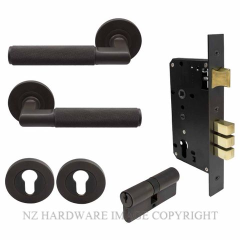 WINDSOR 8471K DRB KA NIDO LUMINA DIAMOND KNURL ROUND ROSE ENTRANCE SET K/K DARK ROMAN BRASS