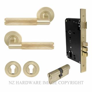 WINDSOR 8471K USB KA NIDO LUMINA DIAMOND KNURL ROUND ROSE ENTRANCE SET K/K UNLACQUERED SATIN BRASS