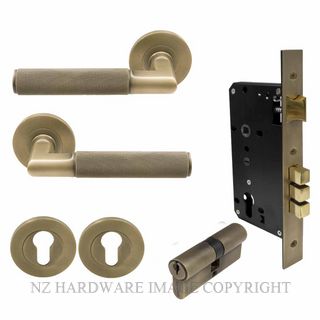 WINDSOR 8471K RB KA NIDO LUMINA DIAMOND KNURL ROUND ROSE ENTRANCE SET K/K ROMAN BRASS
