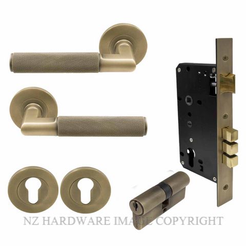 WINDSOR 8471K RB KA NIDO LUMINA DIAMOND KNURL ROUND ROSE ENTRANCE SET K/K ROMAN BRASS