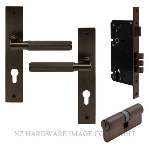 WINDSOR 8476K CCB KA NIDO LUMINA DIAMOND KNURL LONG PLATE ENTRANCE SET K/K COCOA BRONZE