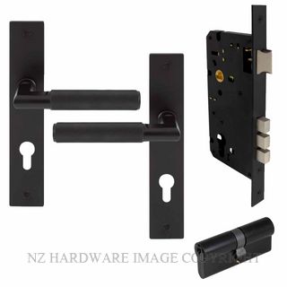 WINDSOR 8476K BLK KA NIDO LUMINA DIAMOND KNURL LONG PLATE ENTRANCE SET K/K MATT BLACK