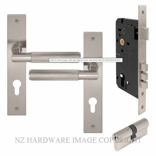 WINDSOR 8476K BN KA NIDO LUMINA DIAMOND KNURL LONG PLATE ENTRANCE SET K/K BRUSHED NICKEL