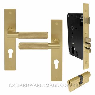 WINDSOR 8476K MSB KA NIDO LUMINA DIAMOND KNURL LONG PLATE ENTRANCE SET K/K MATT SATIN BRASS