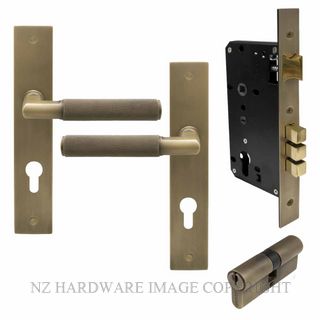 WINDSOR 8476K RB KA NIDO LUMINA DIAMOND KNURL LONG PLATE ENTRANCE SET K/K ROMAN BRASS