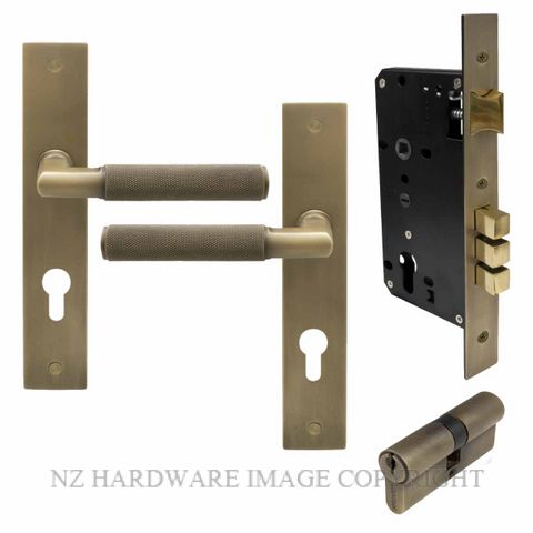 WINDSOR 8476K RB KA NIDO LUMINA DIAMOND KNURL LONG PLATE ENTRANCE SET K/K ROMAN BRASS