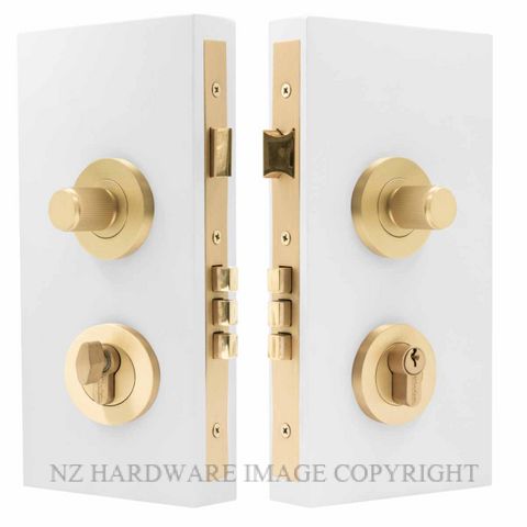 WINDSOR 1552 USB NIDO DOUBLE TURN LOCK KIT LINEAR KNURL UNLACQUERED SATIN BRASS