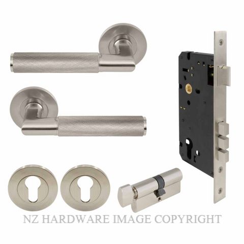 WINDSOR 8414K BN KA NIDO LUMINA DIAMOND KNURL ROUND ROSE ENTRANCE SET BRUSHED NICKEL