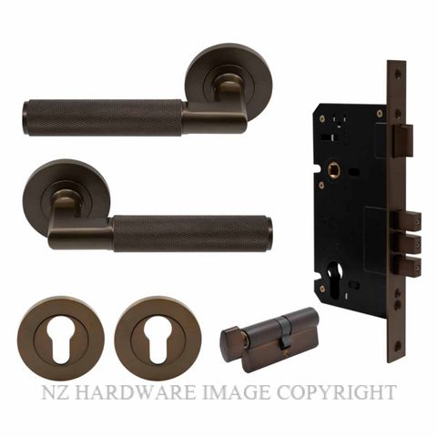 WINDSOR 8414K CCB KA NIDO LUMINA DIAMOND KNURL ROUND ROSE ENTRANCE SET COCOA BRONZE