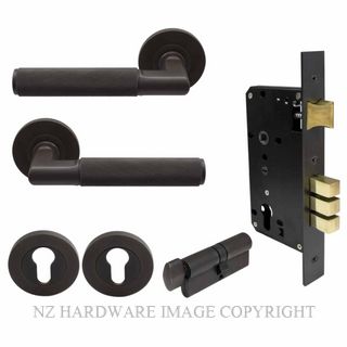 WINDSOR 8414K DRB KA NIDO LUMINA DIAMOND KNURL ROUND ROSE ENTRANCE SET DARK ROMAN BRASS