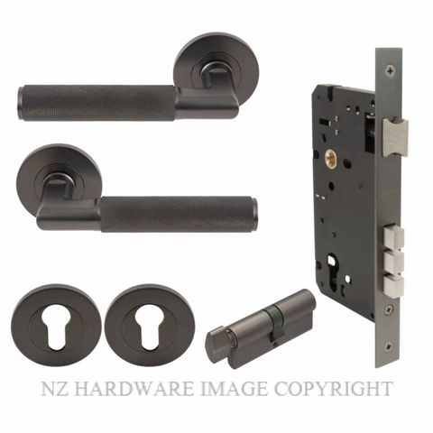 WINDSOR 8414K GN KA NIDO LUMINA DIAMOND KNURL ROUND ROSE ENTRANCE SET GRAPHITE NICKEL