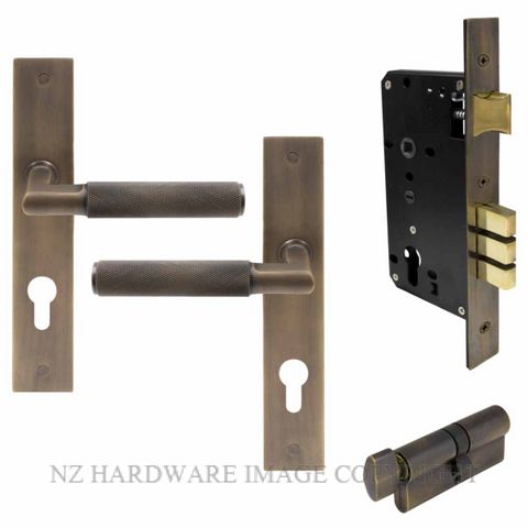 WINDSOR 8416 OR NIDO LUMINA DIAMOND KNURL LONG PLATE ENTRANCE SET OIL RUBBED BRONZE