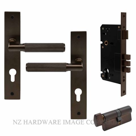 WINDSOR 8416 CCB NIDO LUMINA DIAMOND KNURL LONG PLATE ENTRANCE SET COCOA BRONZE