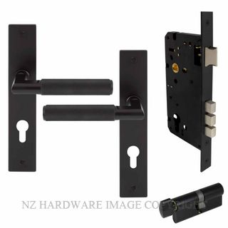 WINDSOR 8416K BLK KA NIDO LUMINA DIAMOND KNURL LONG PLATE ENTRANCE SET MATT BLACK