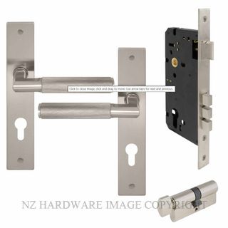 WINDSOR 8416K BN KA NIDO LUMINA DIAMOND KNURL LONG PLATE ENTRANCE SET BRUSHED NICKEL